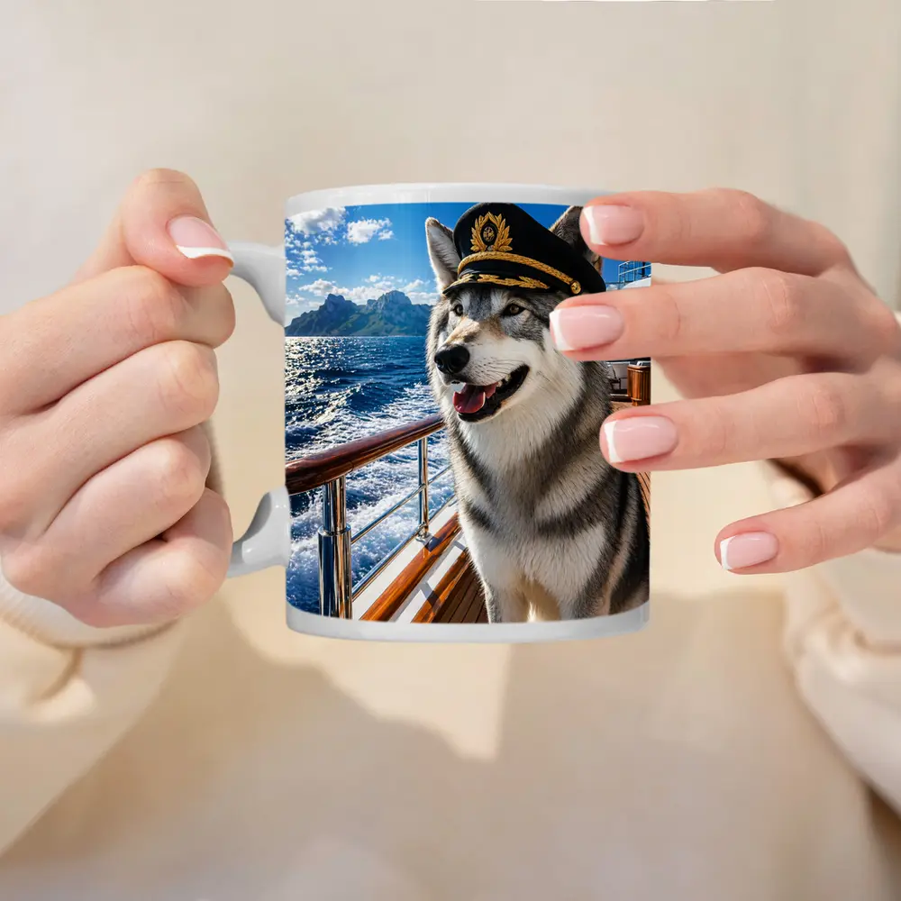 Siberian Husky Captain on Luxury Yacht – Mugs