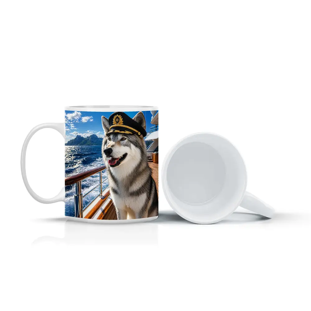 Siberian Husky Captain on Luxury Yacht – Mugs