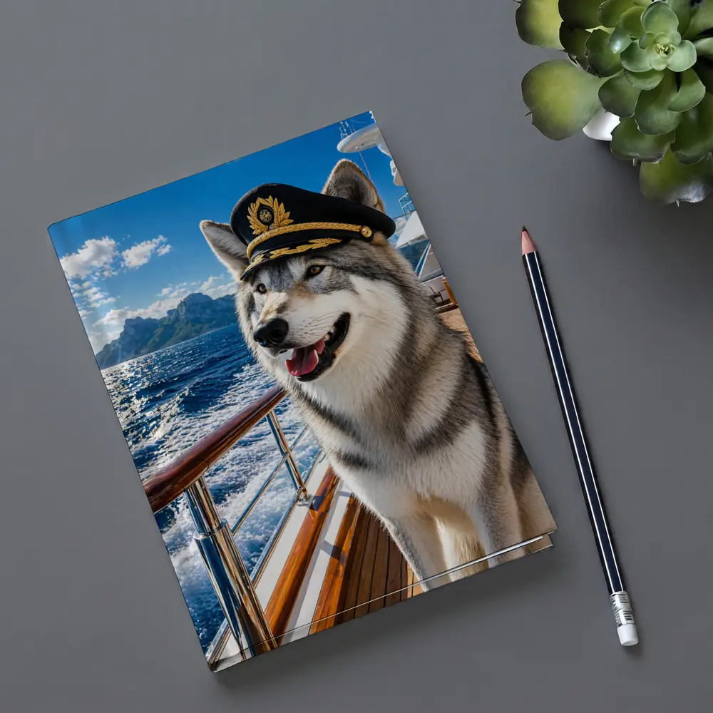 Siberian Husky Captain on Luxury Yacht – Notebooks