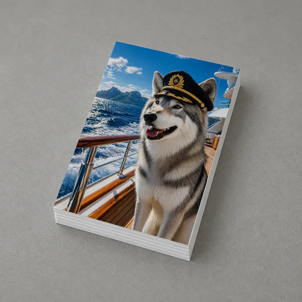 Siberian Husky Captain on Luxury Yacht – Postcards