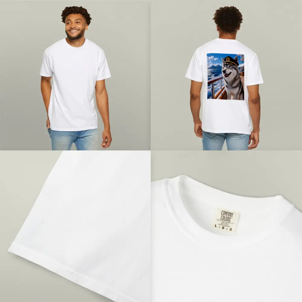 Siberian Husky Captain on Luxury Yacht – T-Shirts