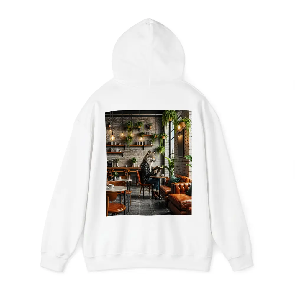 Wolf Reading Book In Stylish Cafe – Hoodies