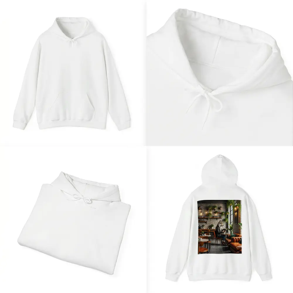 Wolf Reading Book In Stylish Cafe – Hoodies