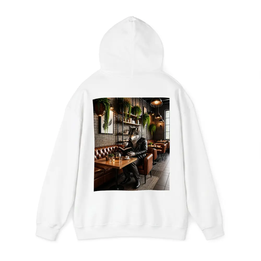 Wolf Reading Book in Cozy Cafe – Hoodies