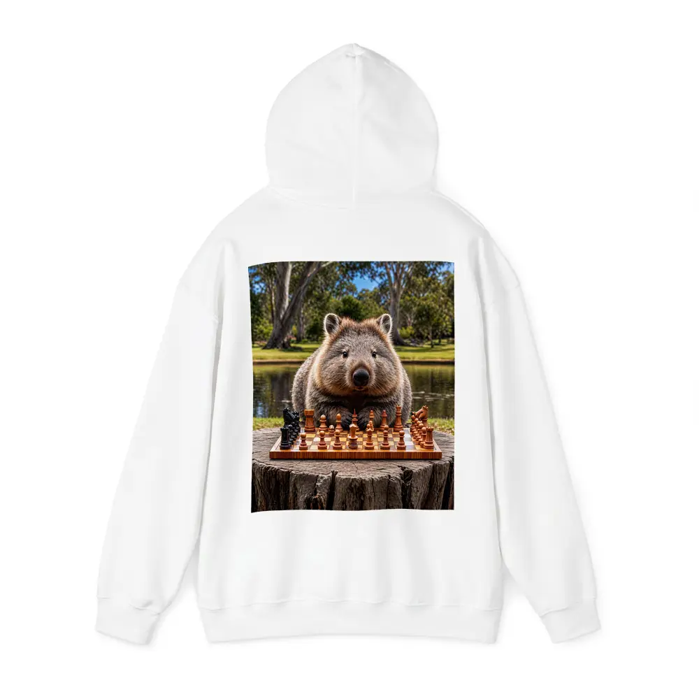 Wombat Playing Chess Outdoors Park Setting – Hoodies
