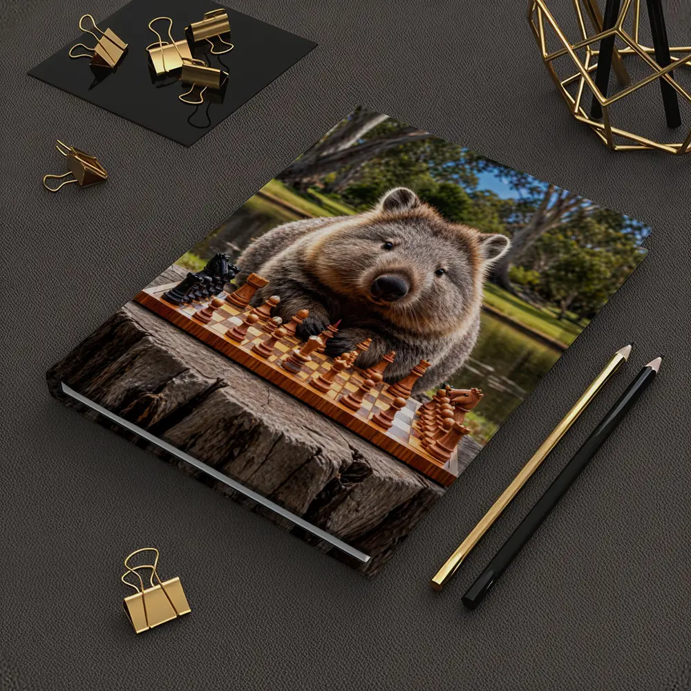 Wombat Playing Chess Outdoors Park Setting – Notebooks