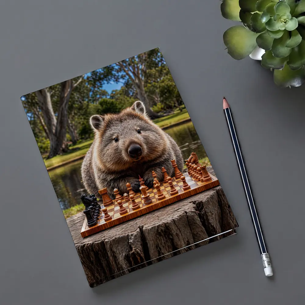 Wombat Playing Chess Outdoors Park Setting – Notebooks