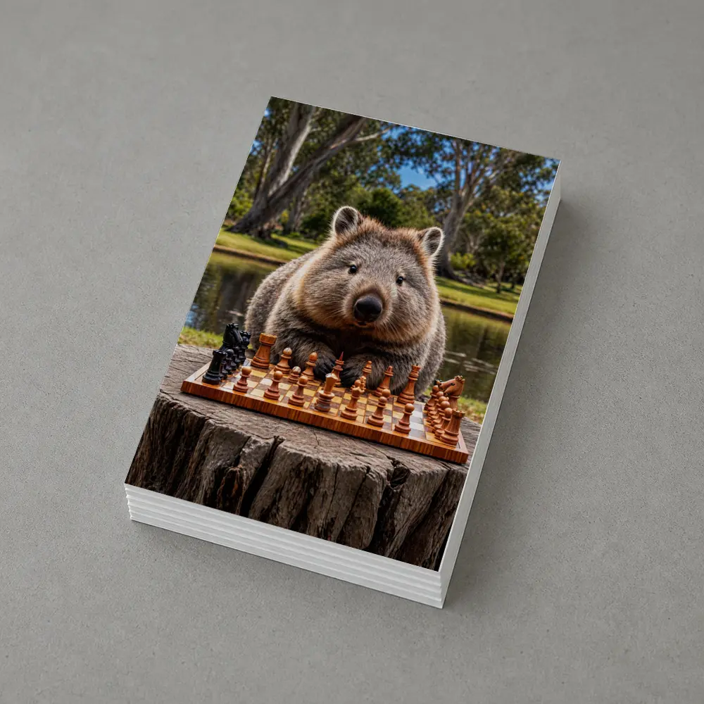 Wombat Playing Chess Outdoors Park Setting – Postcards