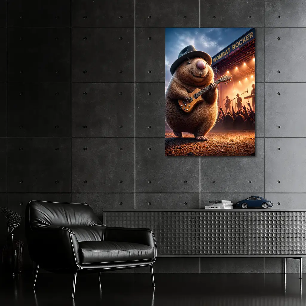 Wombat Rocker Playing Guitar Live Music Club – Wall Art
