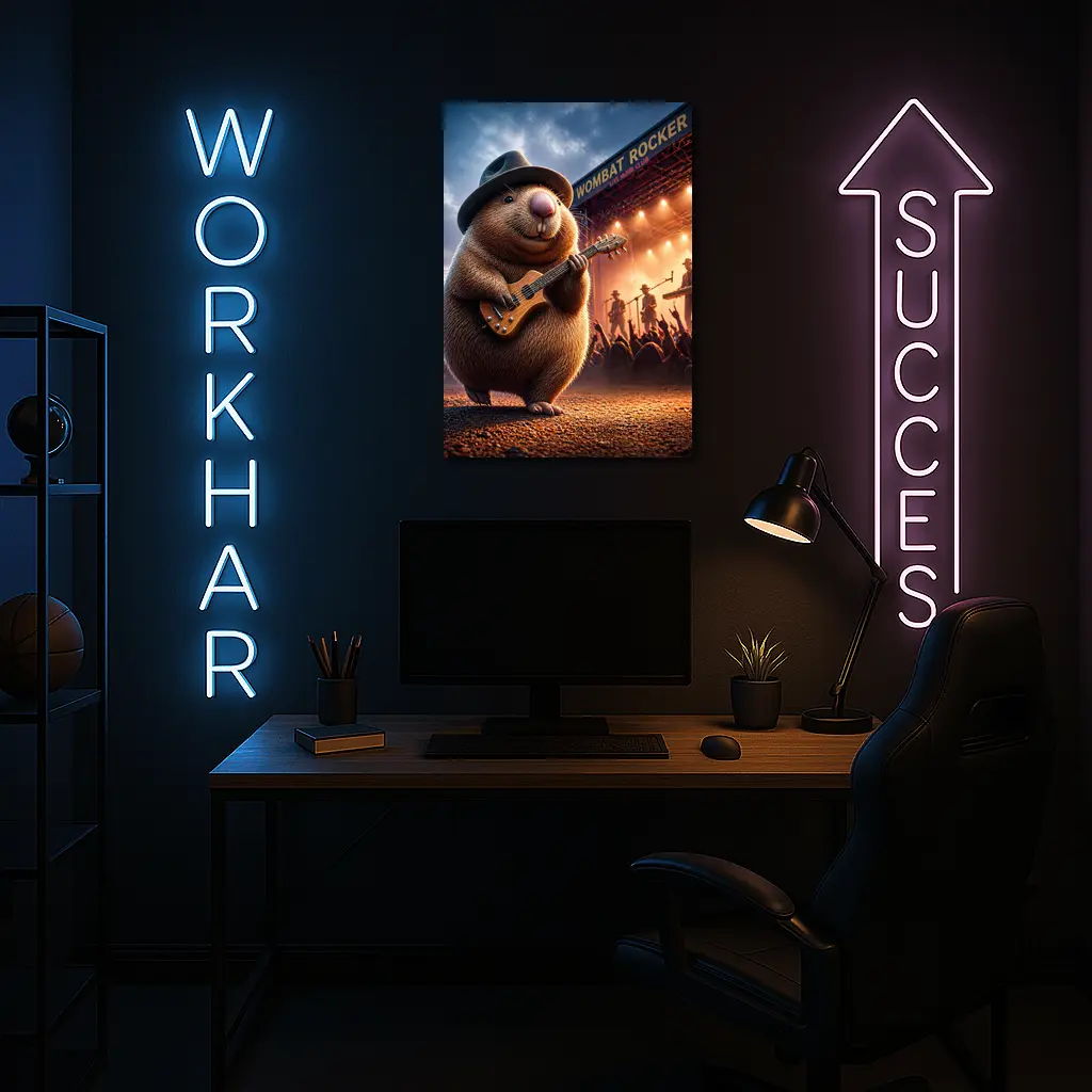 Wombat Rocker Playing Guitar Live Music Club – Wall Art