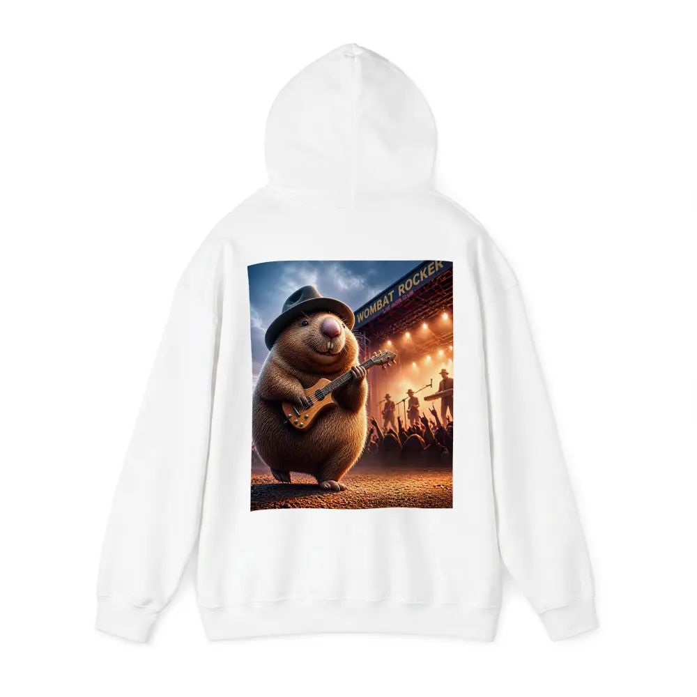 Wombat Rocker Playing Guitar Live Music Club – Hoodies