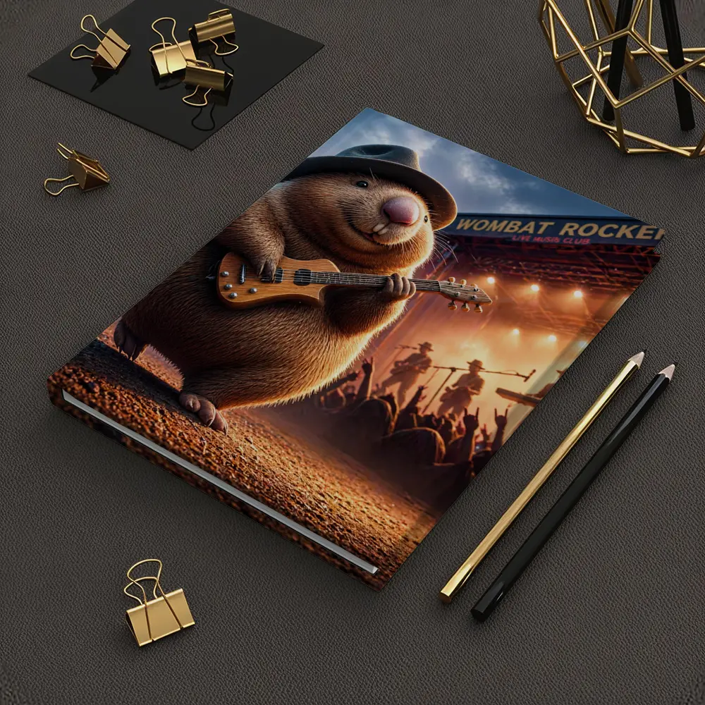Wombat Rocker Playing Guitar Live Music Club – Notebooks