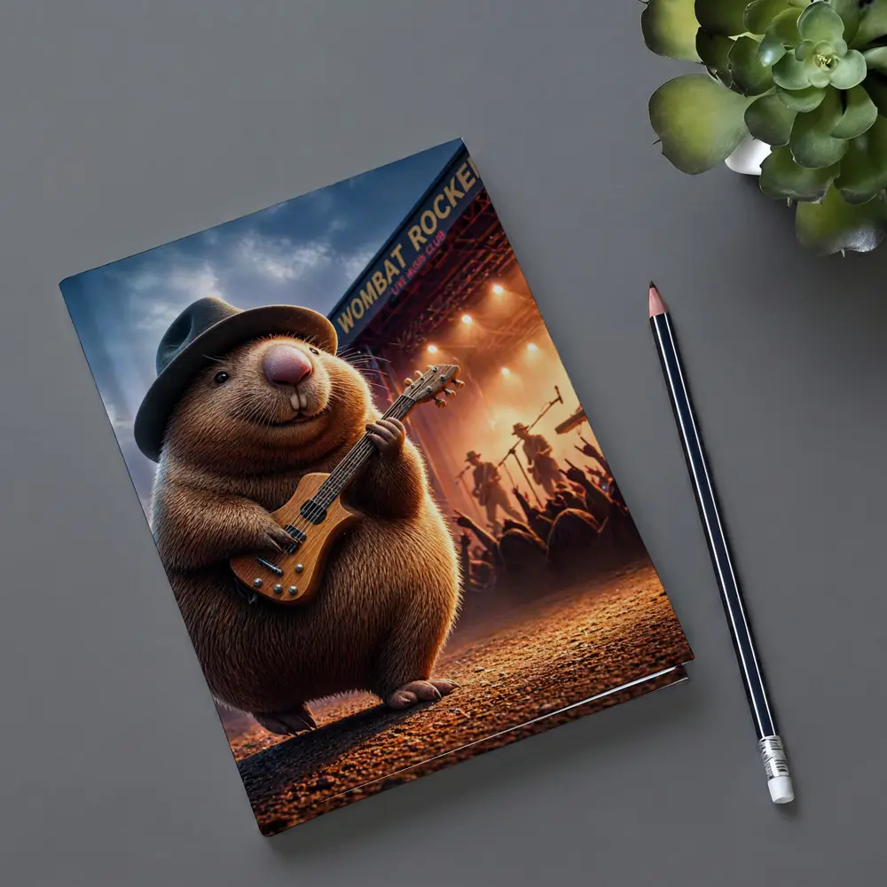Wombat Rocker Playing Guitar Live Music Club – Notebooks