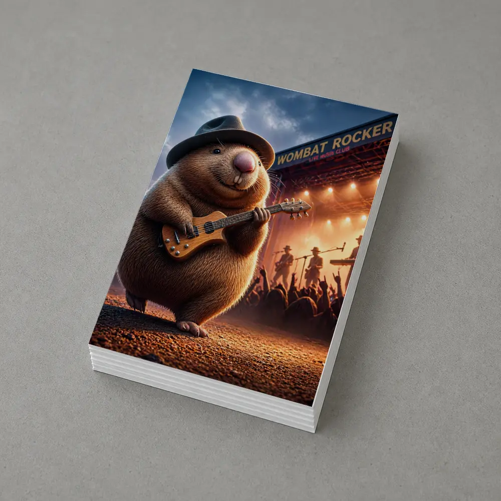 Wombat Rocker Playing Guitar Live Music Club – Postcards