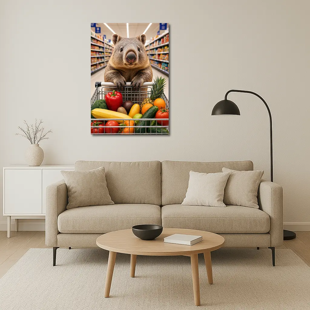 Wombat Shopping Fresh Vegetables Grocery Store – Wall Art