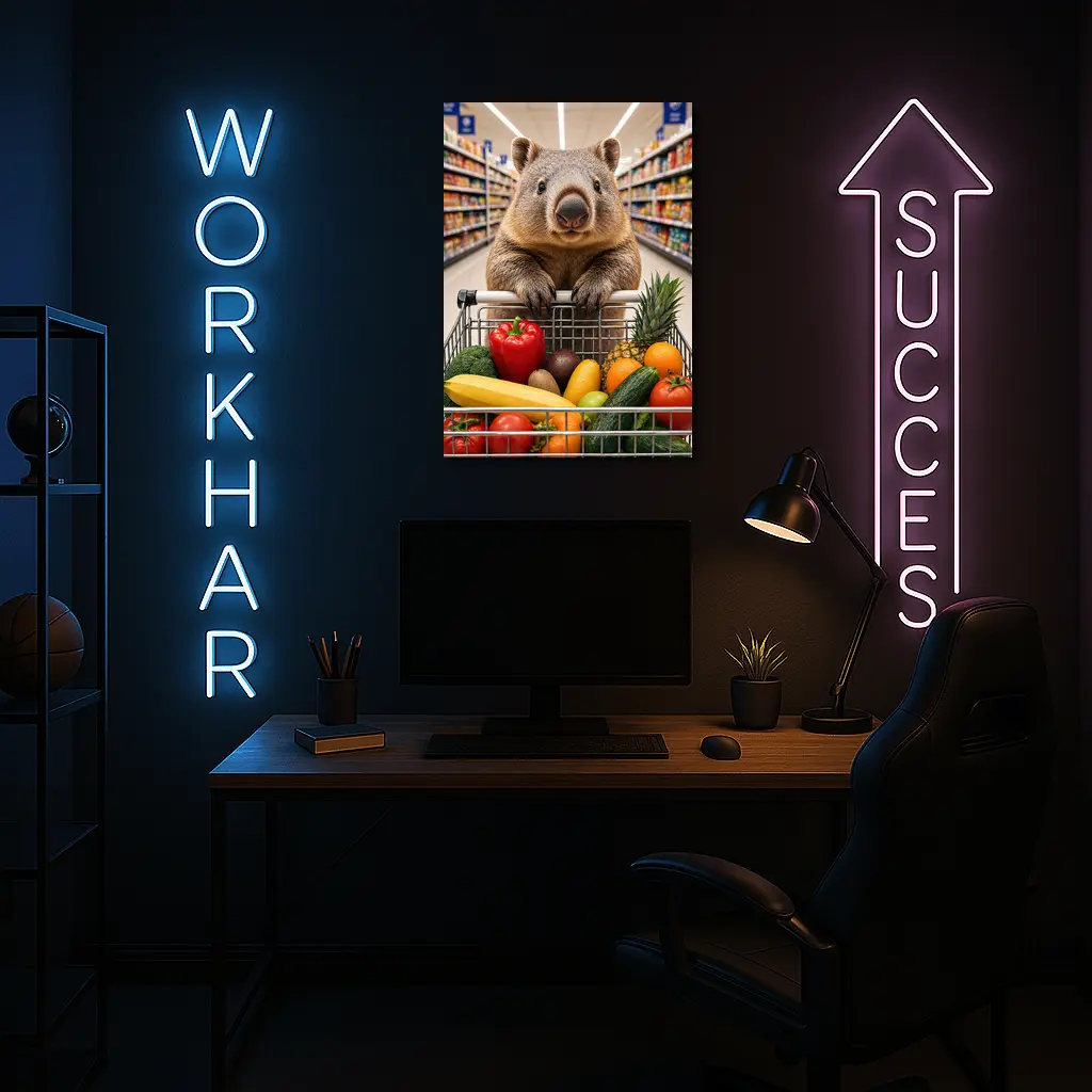 Wombat Shopping Fresh Vegetables Grocery Store – Wall Art