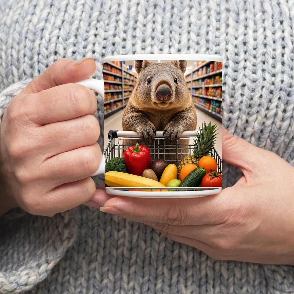Wombat Shopping Fresh Vegetables Grocery Store – Mugs