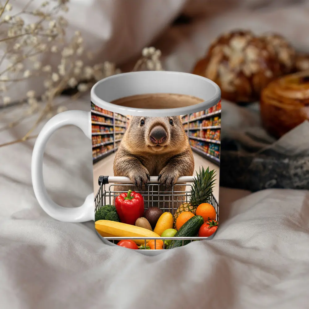 Wombat Shopping Fresh Vegetables Grocery Store – Mugs