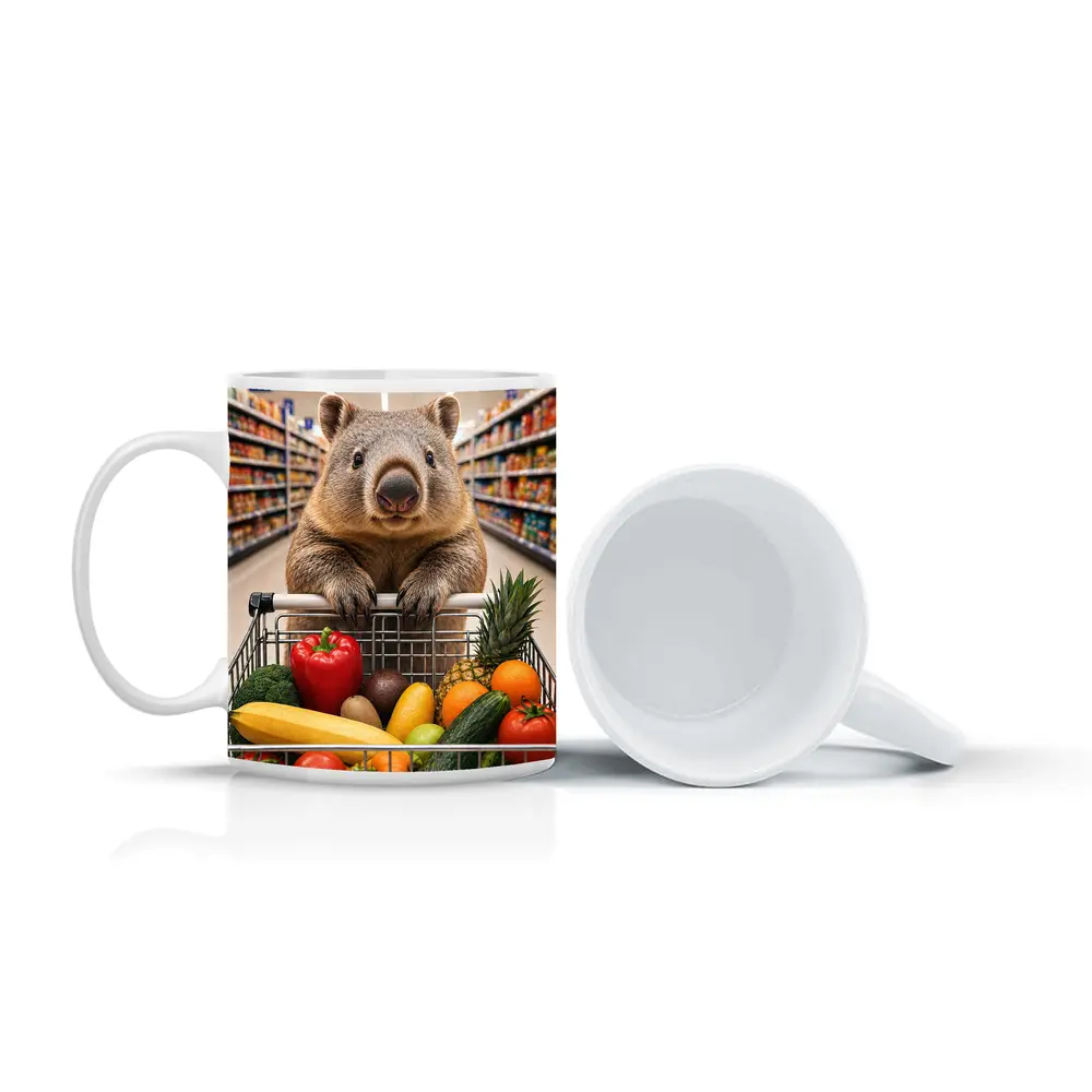 Wombat Shopping Fresh Vegetables Grocery Store – Mugs