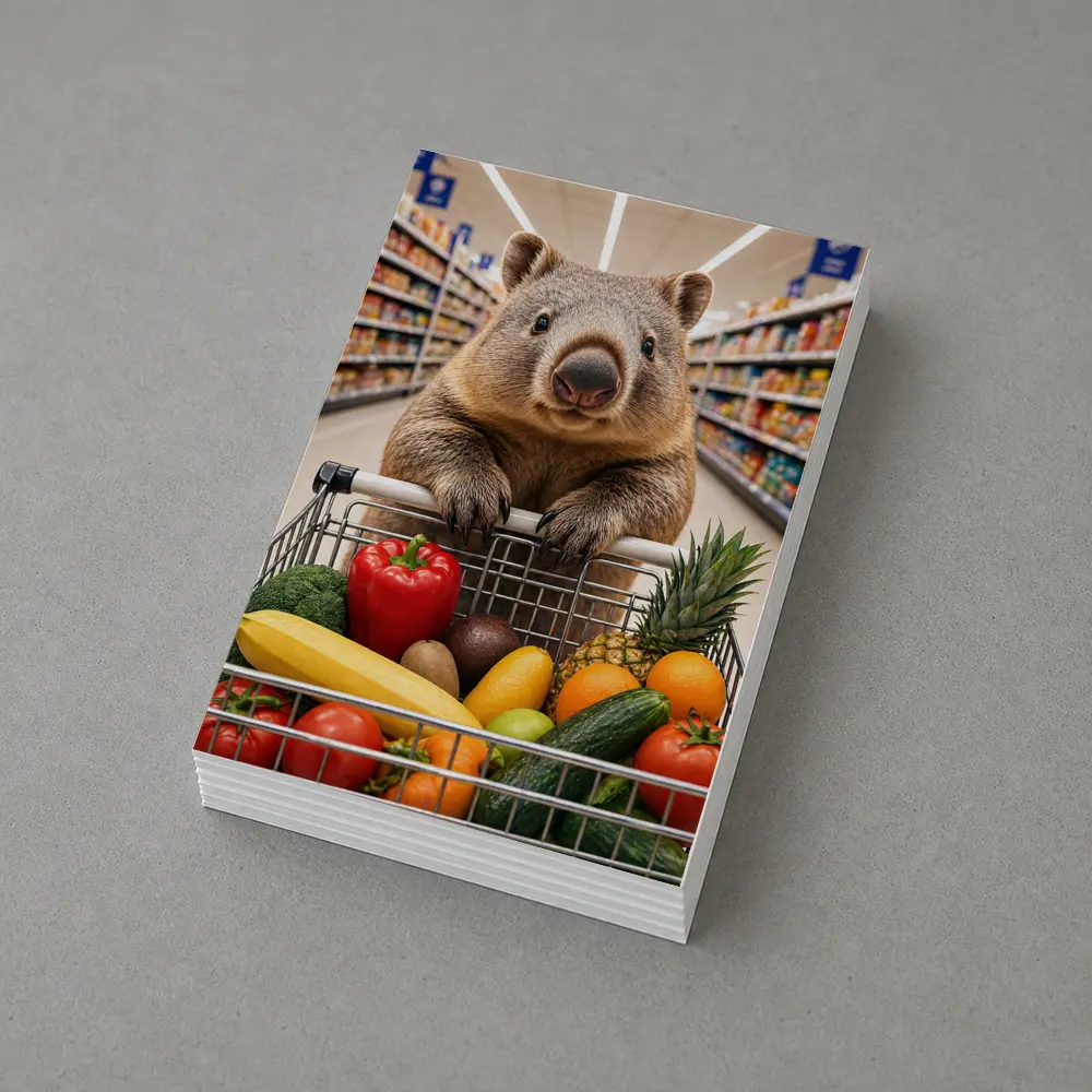 Wombat Shopping Fresh Vegetables Grocery Store – Postcards