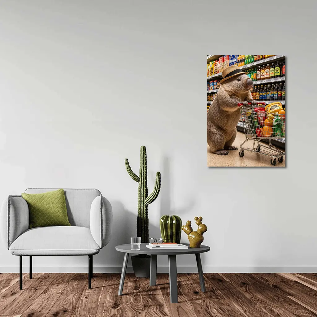 Wombat Shopping Cart Supermarket Grocery Store – Wall Art