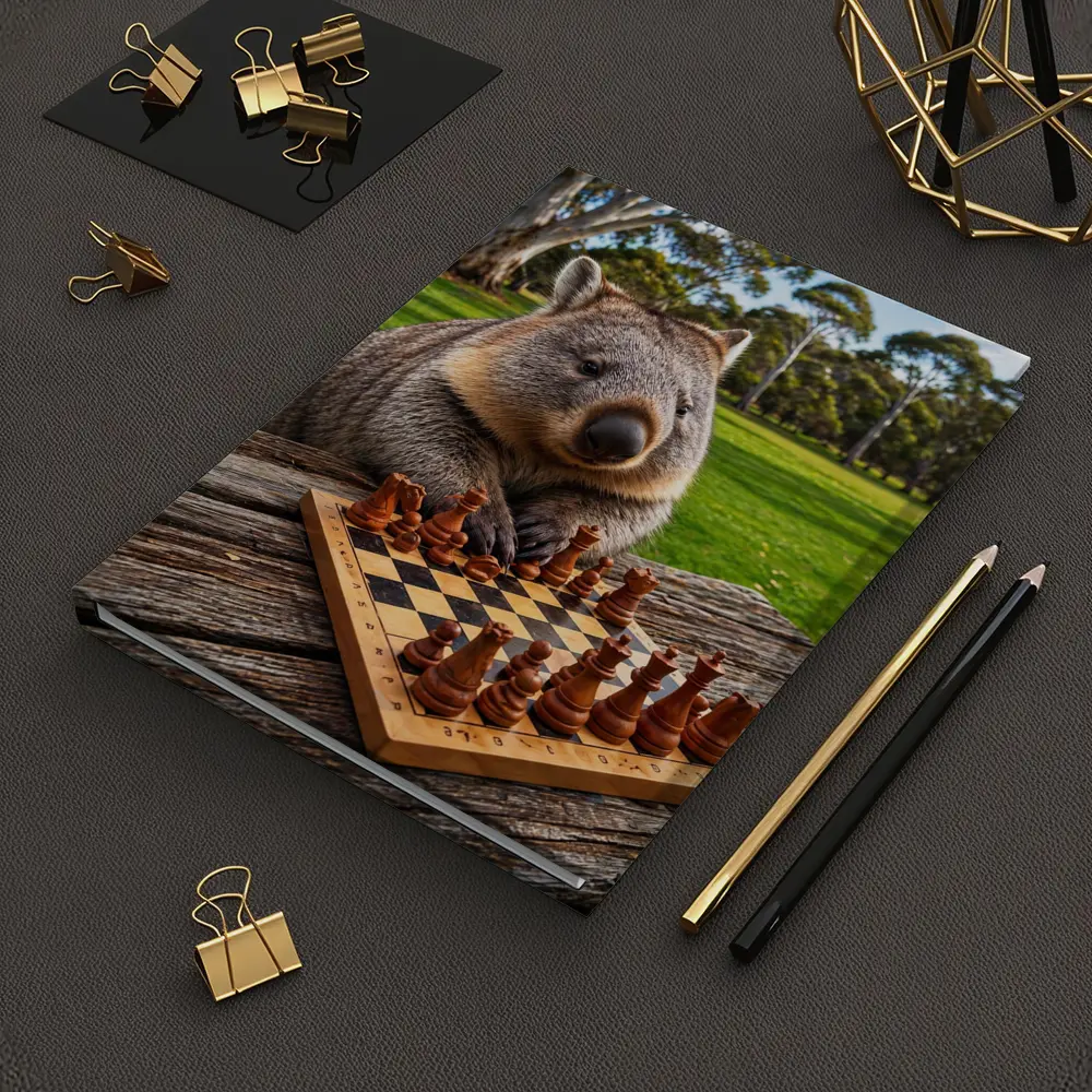 Wombat Playing Chess in Australian Park – Notebooks