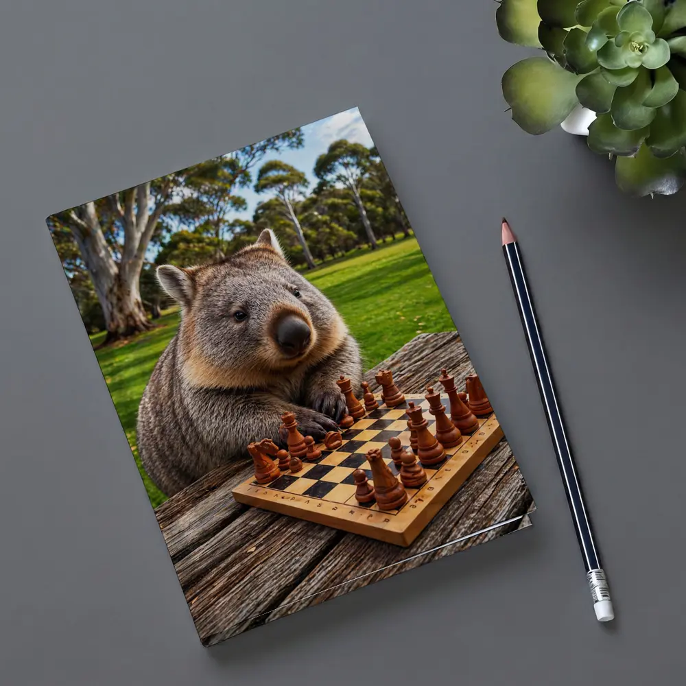 Wombat Playing Chess in Australian Park – Notebooks
