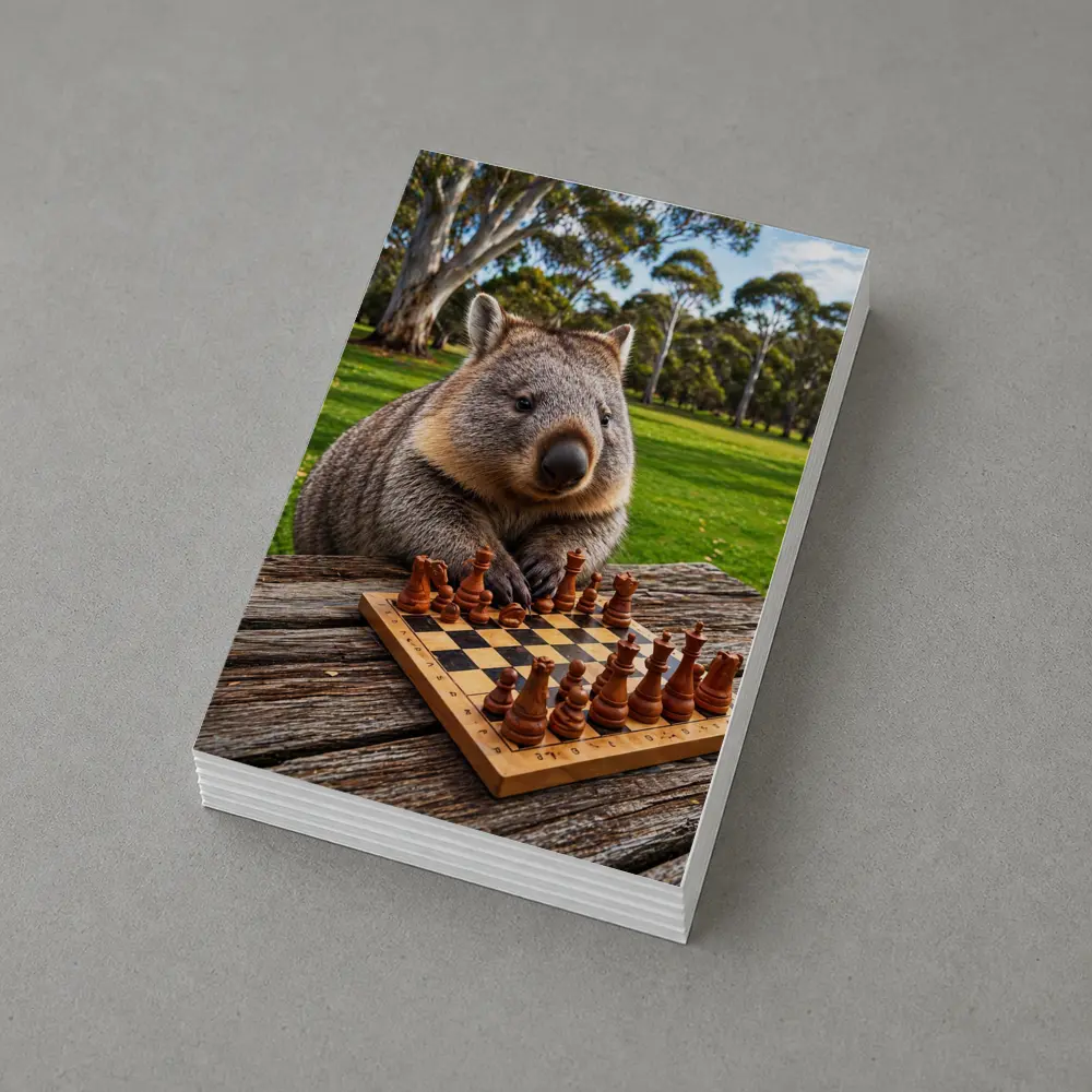 Wombat Playing Chess in Australian Park – Postcards