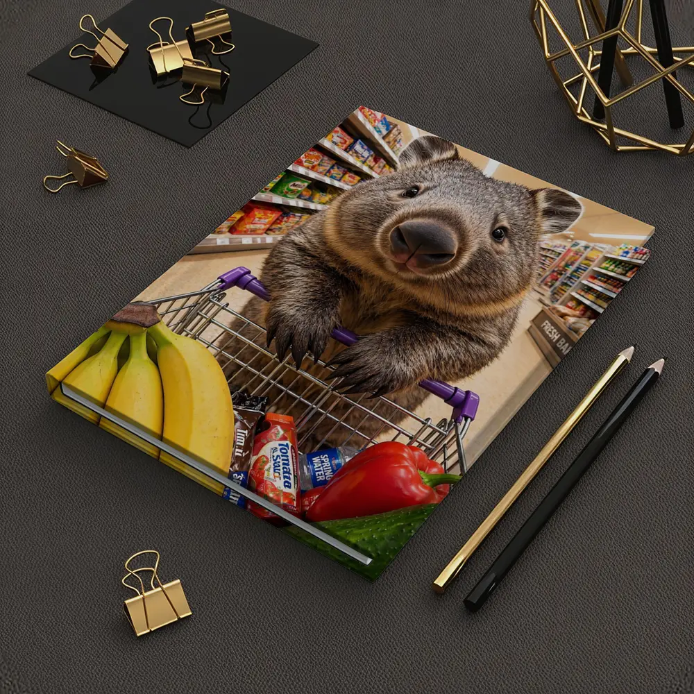 Wombat Grocery Shopping In Supermarket Aisle – Notebooks