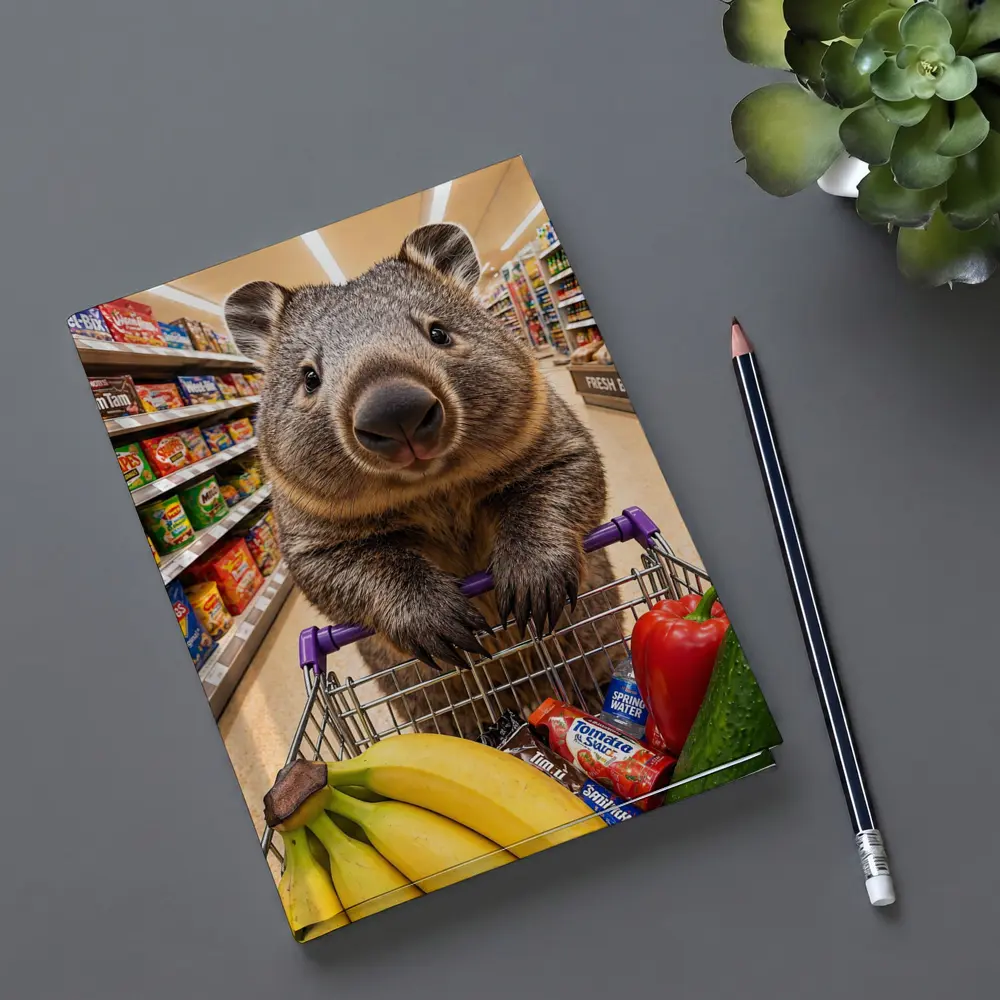Wombat Grocery Shopping In Supermarket Aisle – Notebooks