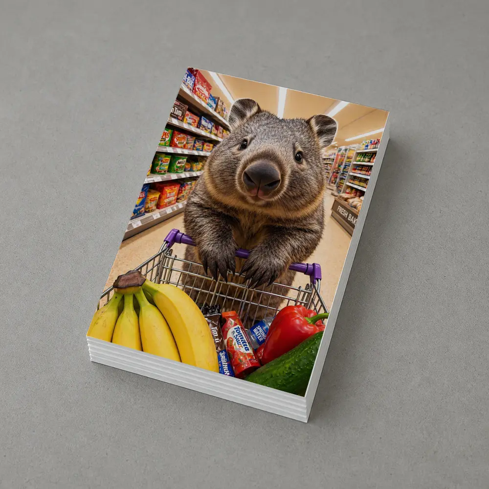 Wombat Grocery Shopping In Supermarket Aisle – Postcards