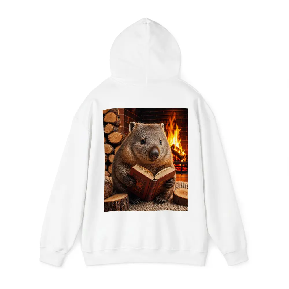 Wombat Reading Book By Cozy Fireplace – Hoodies