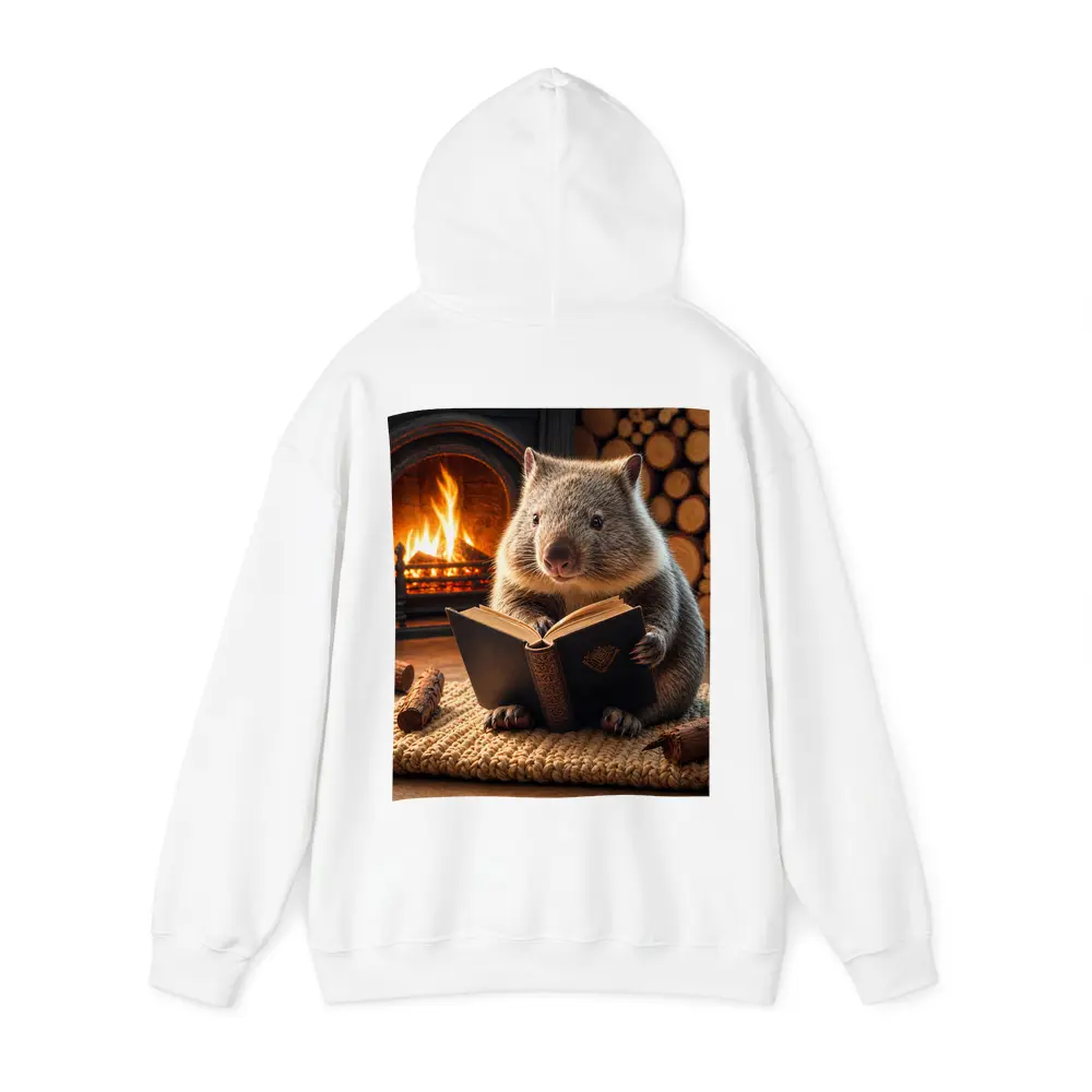 Wombat Reading Book By Cozy Fireplace – Hoodies