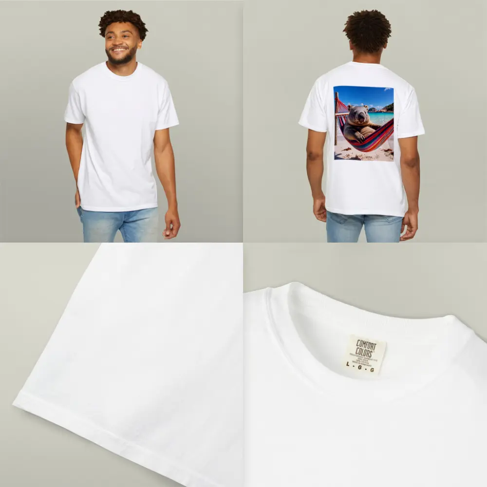 Wombat Relaxing in Hammock Beach Scene – T-Shirts