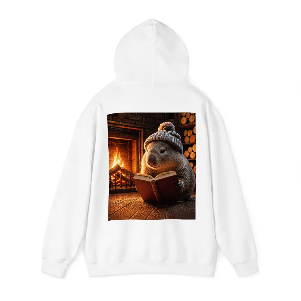 Wombat Reading Book By Cozy Fireplace – Hoodies
