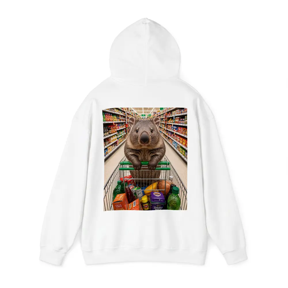 Wombat Riding Shopping Cart In Supermarket – Hoodies