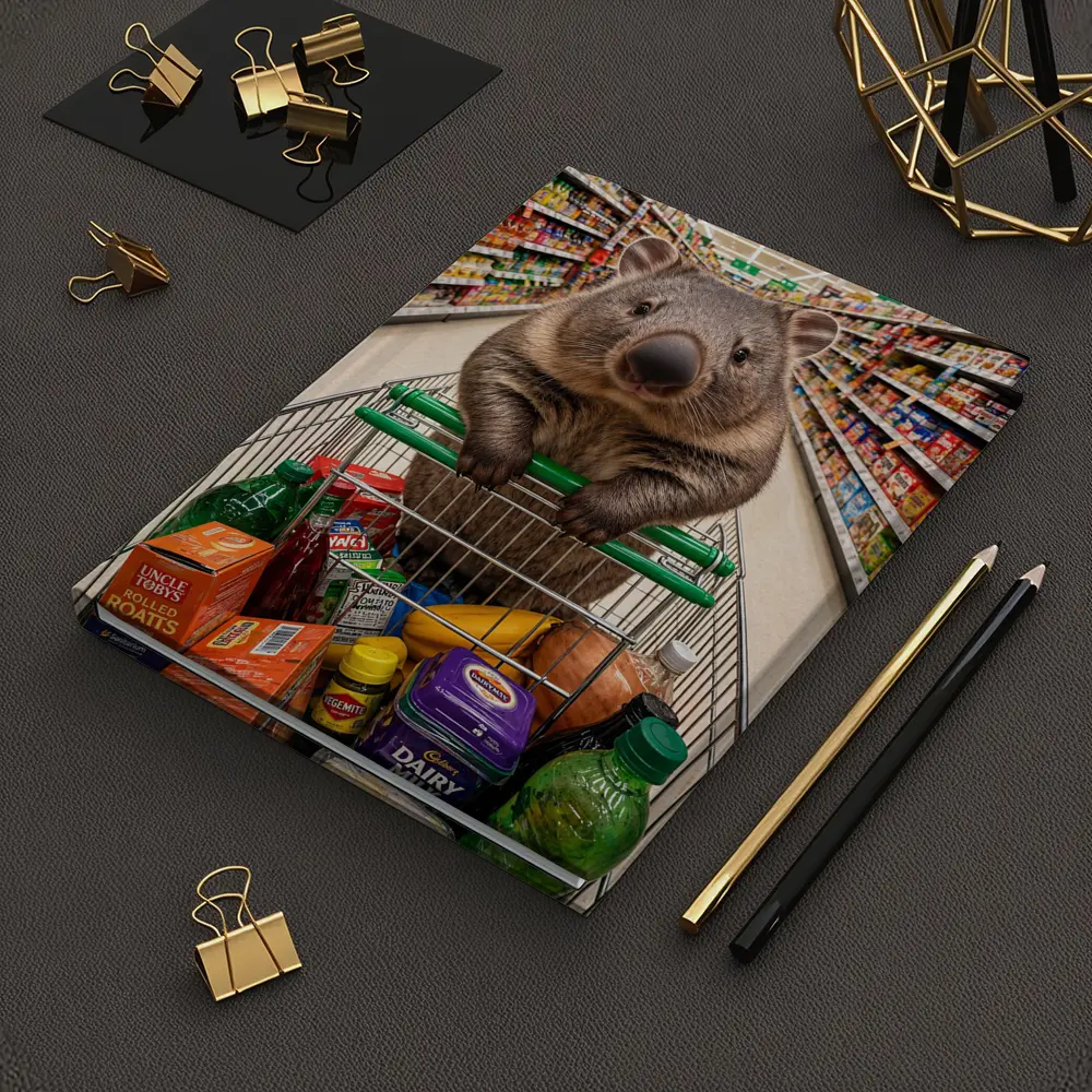 Wombat Riding Shopping Cart In Supermarket – Notebooks