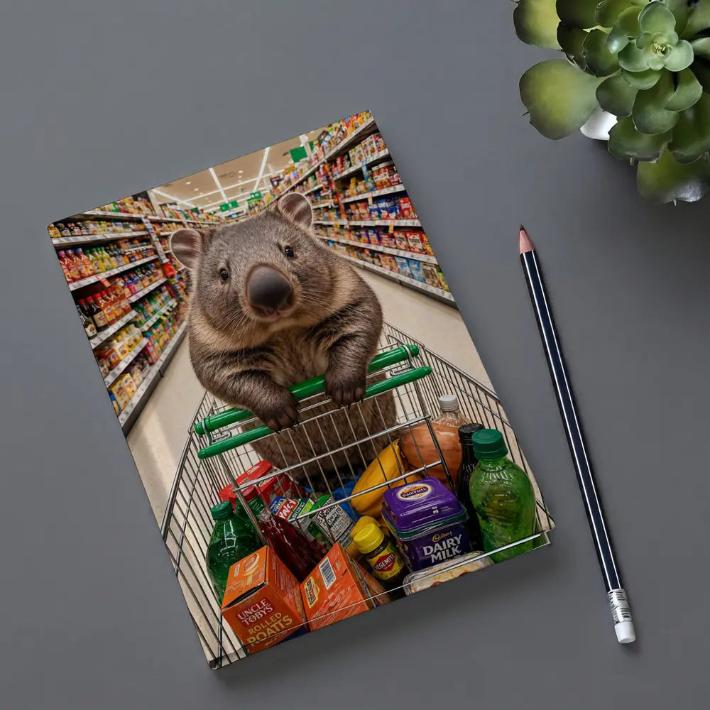 Wombat Riding Shopping Cart In Supermarket – Notebooks