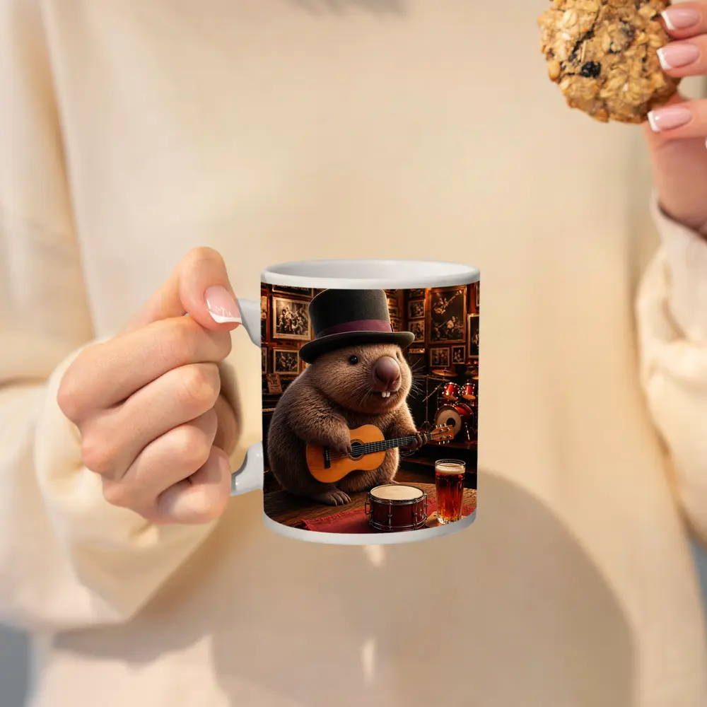 Wombat Playing Guitar Blues Music Club – Mugs