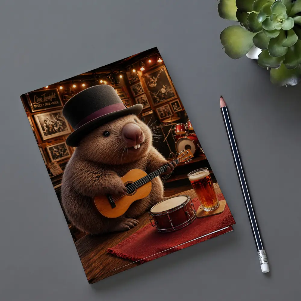 Wombat Playing Guitar Blues Music Club – Notebooks