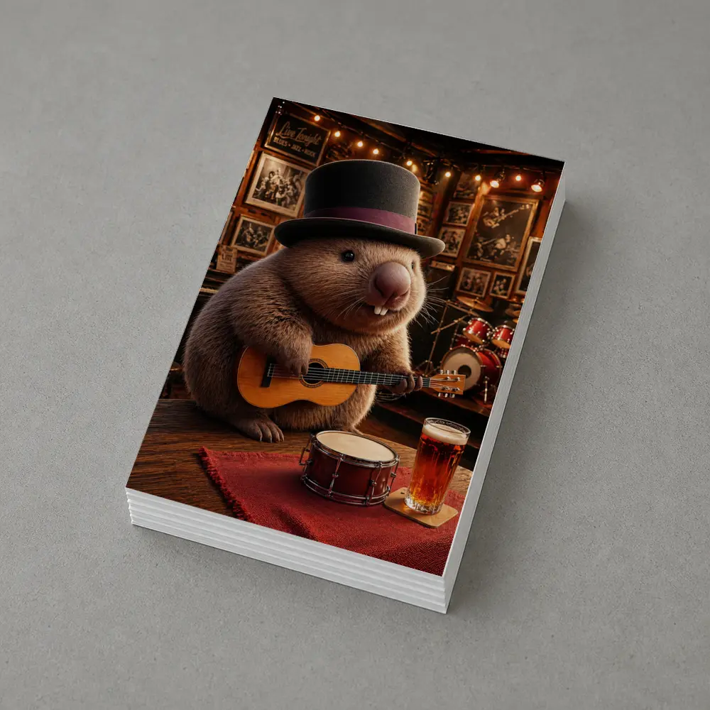 Wombat Playing Guitar Blues Music Club – Postcards