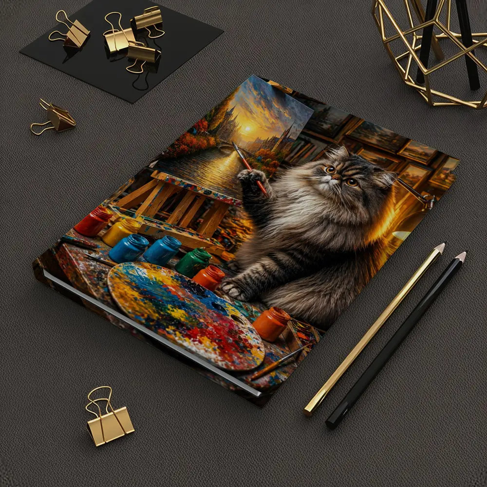 Persian Cat Artist Painting in Studio – Notebooks