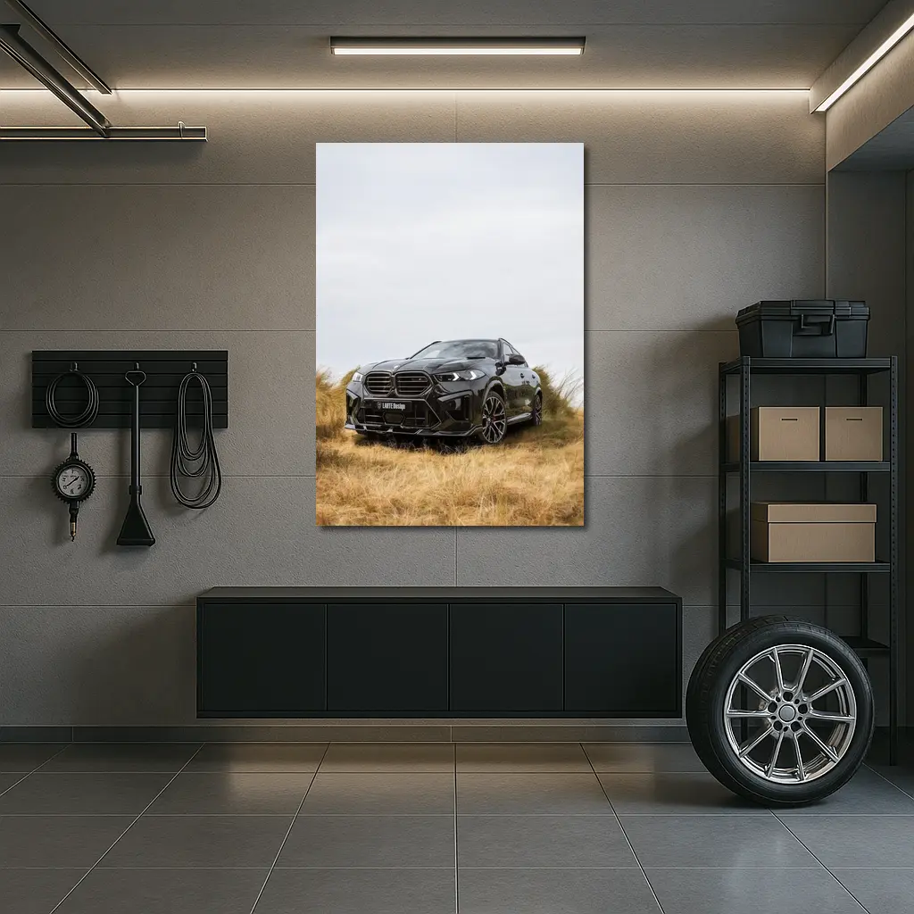 BMW X6M Black SUV Grass Field – Wall Art