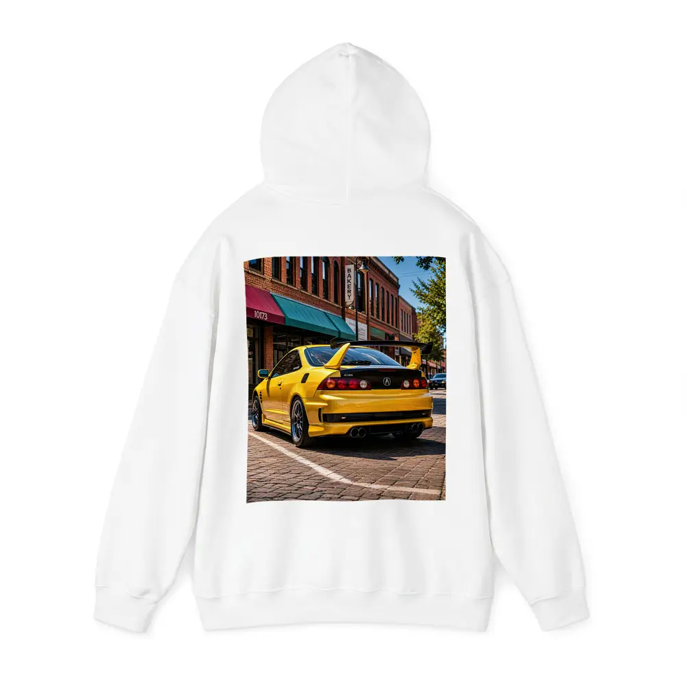 Yellow Acura Integra Type R Downtown Street – Hoodies