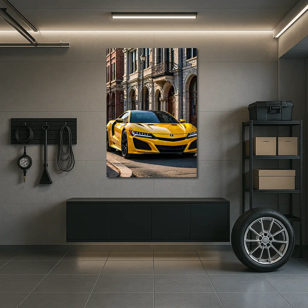 Yellow Acura NSX Classic European Street Setting – Wall Art