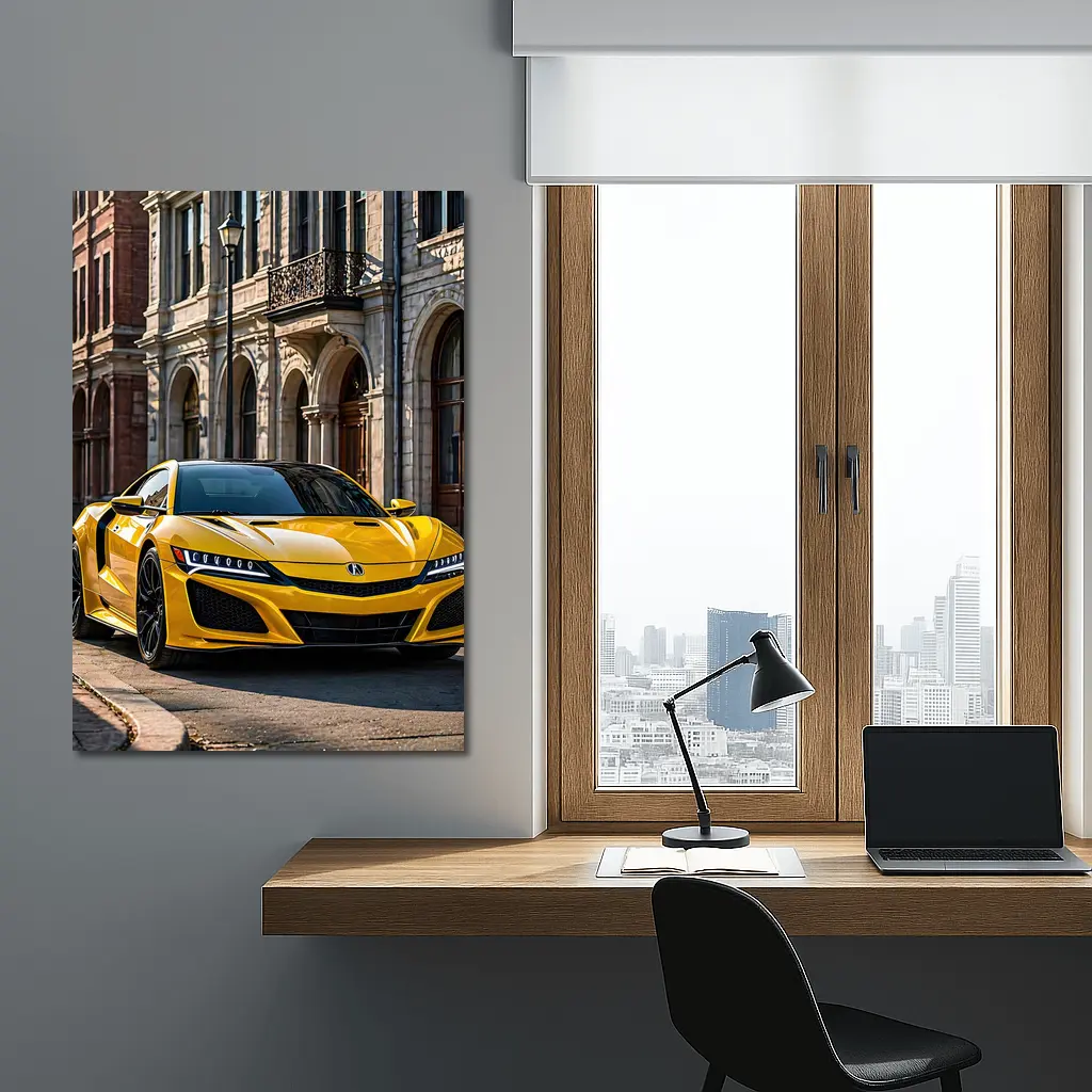 Yellow Acura NSX Classic European Street Setting – Wall Art