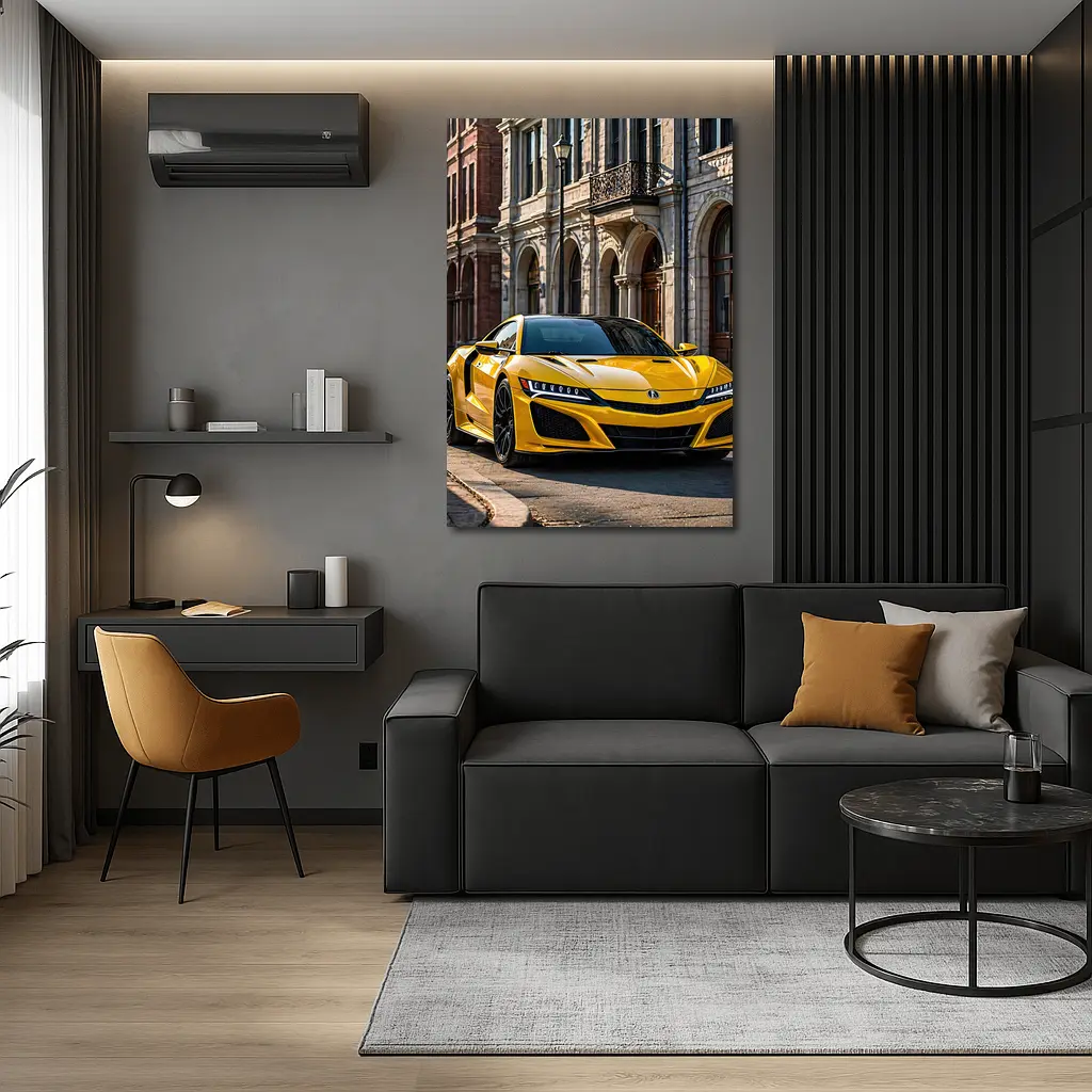 Yellow Acura NSX Classic European Street Setting – Wall Art