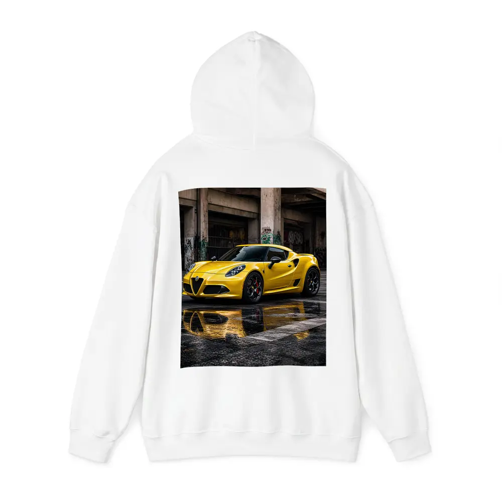 Yellow Alfa Romeo 4C Wet Urban Street – Hoodies
