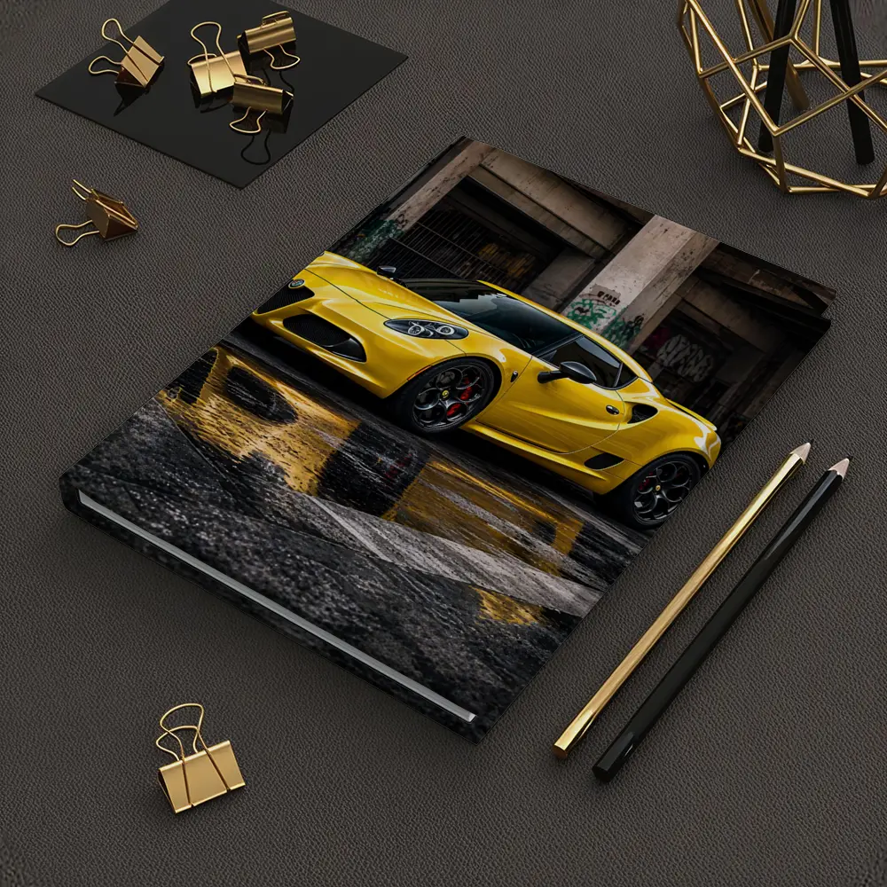 Yellow Alfa Romeo 4C Wet Urban Street – Notebooks