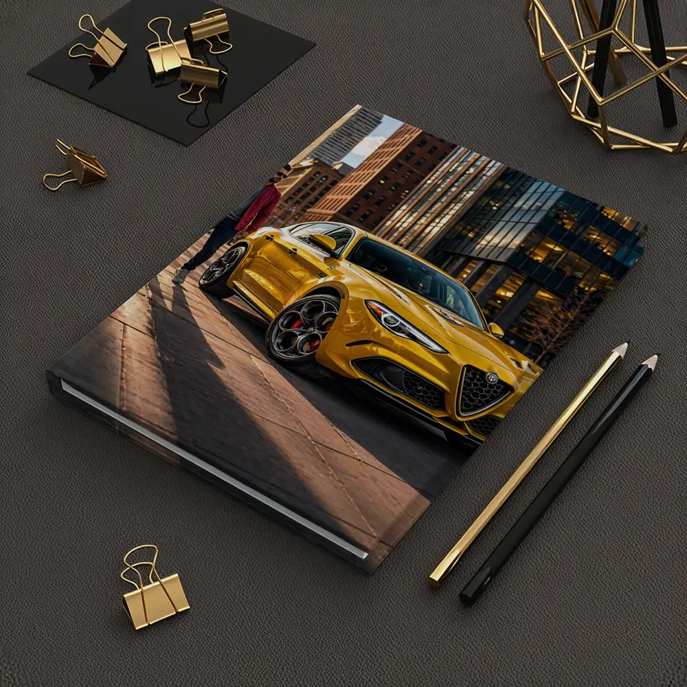 Alfa Romeo Stelvio Yellow Urban Street Scene – Notebooks